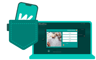 WordDivella opiskelet missä vain puhelimella tai tietokoneella.