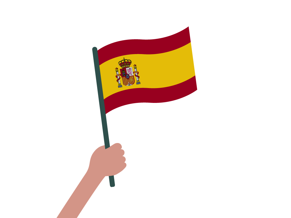 Piirroskuvassa käsi pitelee Espanjan lippua.